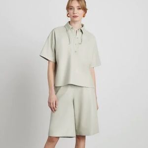 NWT Nadia Vegan Leather Pullover Top in Tan